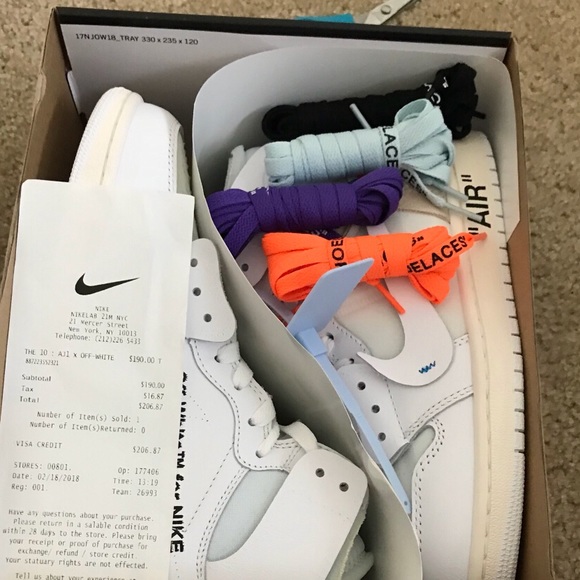 air jordan 1 off white receipt